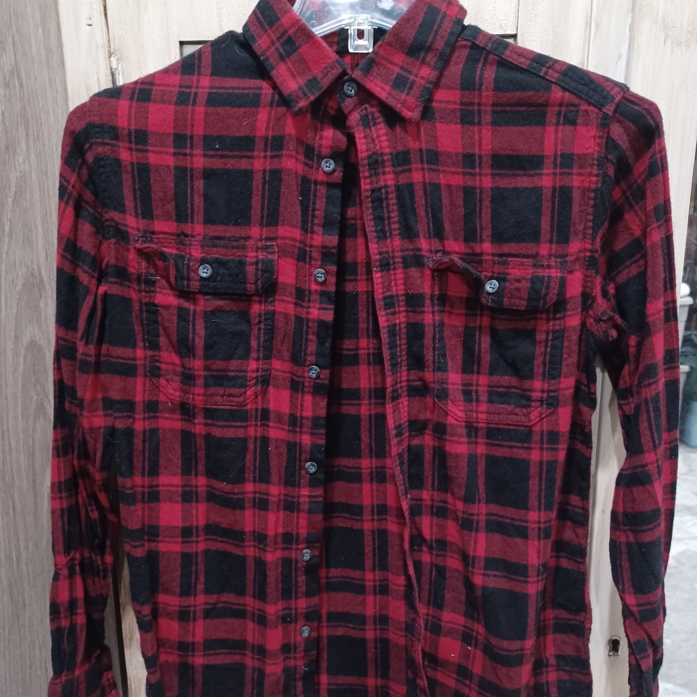 George Men's Casual Red and Black Checkered Shirt